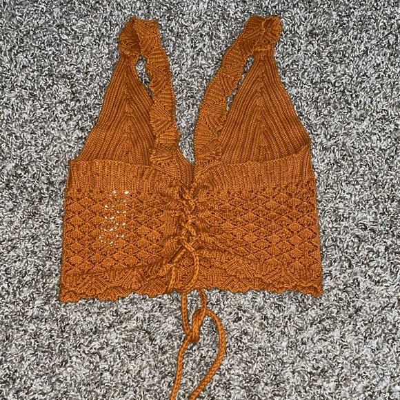 Brown Crochet Crop Top - Picture 2 of 4